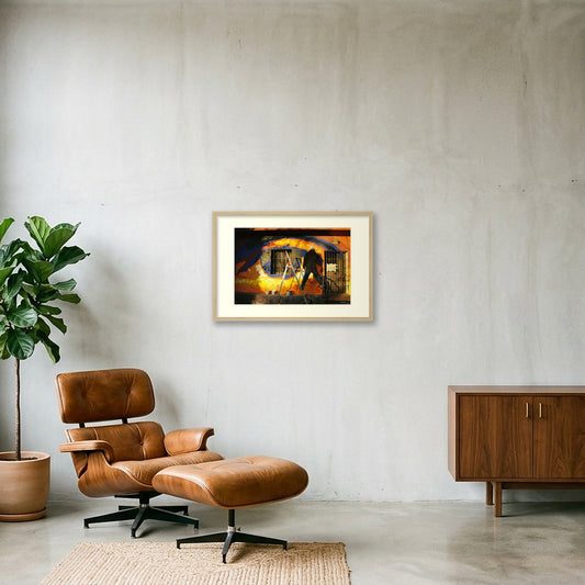 BALANCING ACT — 60×40cm, 24×16" Oak Frame